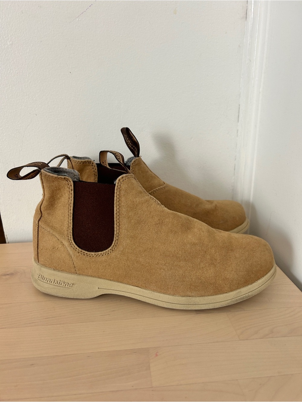 BLUNDSTONE Canvas Boots Tan Size 6AU (Women's 8) Casual Khaki Outdoors